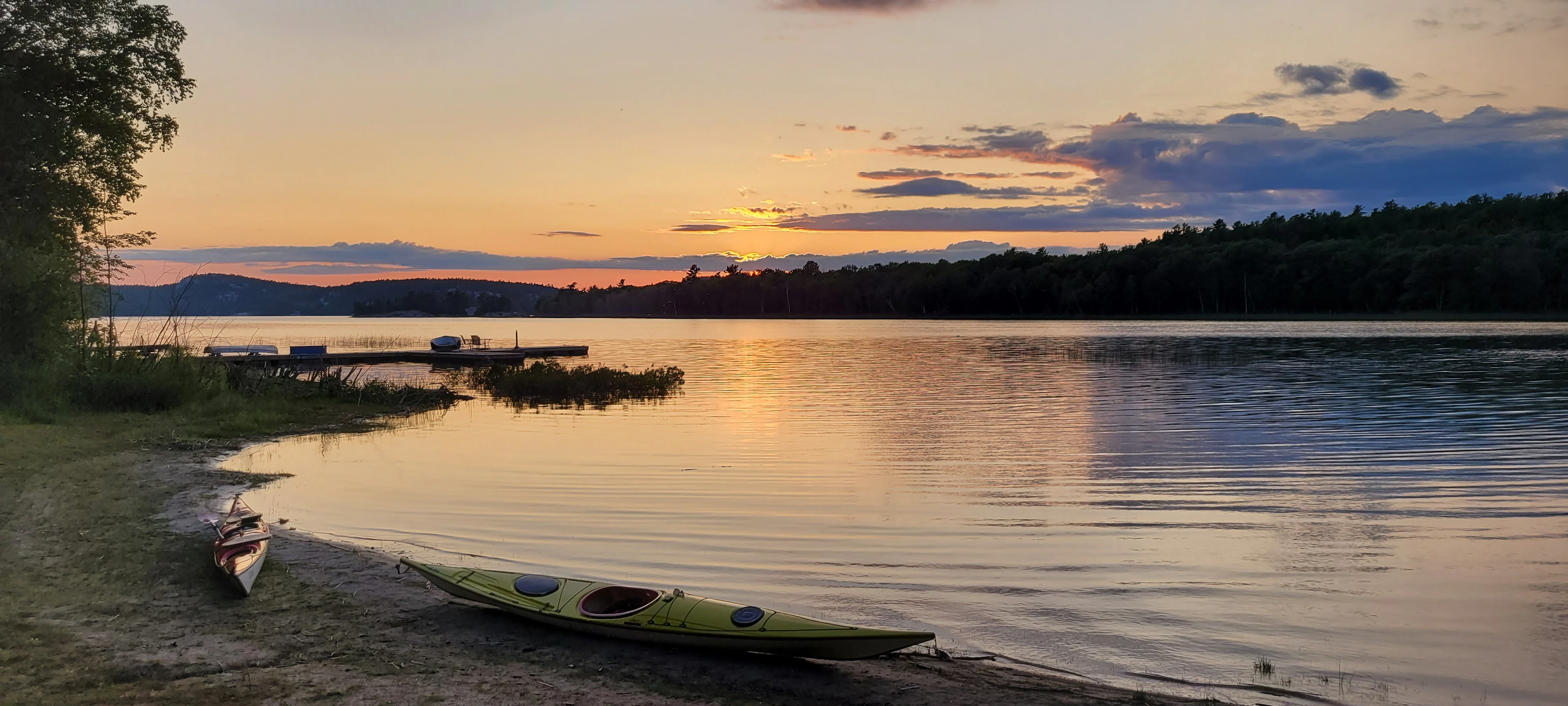 Colorful sunset over Killarney Bay Ontario Canada